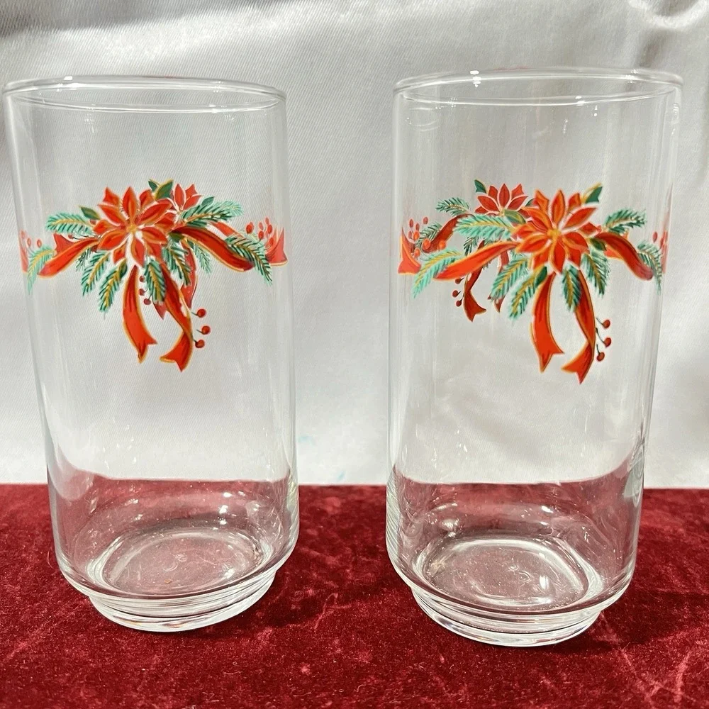 Vintage Libbey Christmas Drinking Glasses Set Of 10 EUC‎ 16 oz Original Box